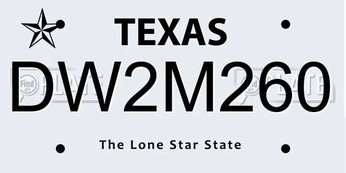DW2M260 Texas License Plate
