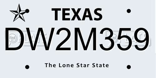 DW2M359 Texas License Plate