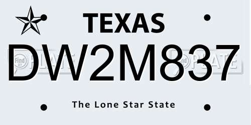 DW2M837 Texas License Plate