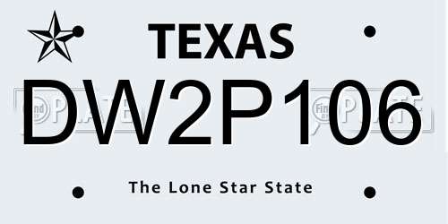DW2P106 Texas License Plate
