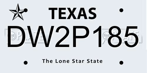 DW2P185 Texas License Plate