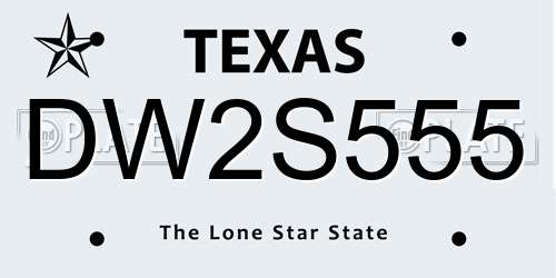 DW2S555 Texas License Plate