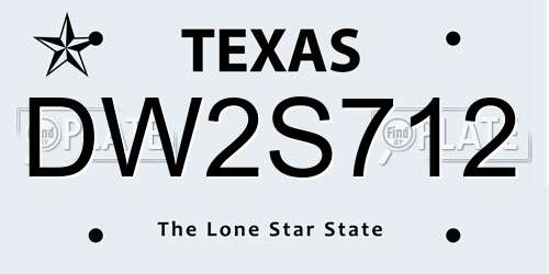 DW2S712 Texas License Plate