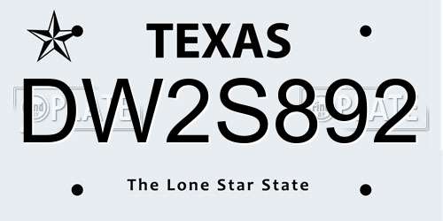 DW2S892 Texas License Plate