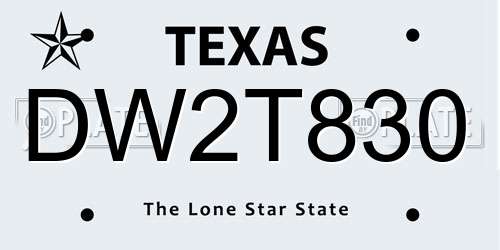 DW2T830 Texas License Plate