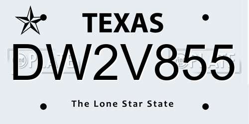 DW2V855 Texas License Plate