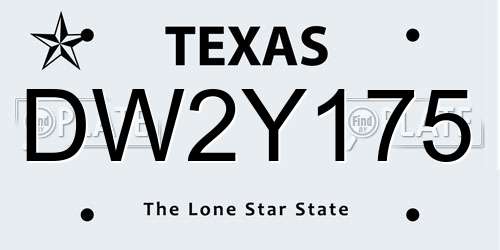 DW2Y175 Texas License Plate