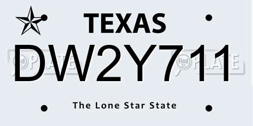 DW2Y711 Texas License Plate