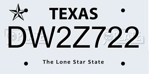 DW2Z722 Texas License Plate