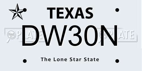 DW30N Texas License Plate
