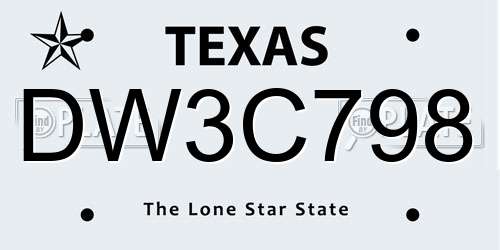 DW3C798 Texas License Plate