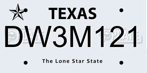 DW3M121 Texas License Plate