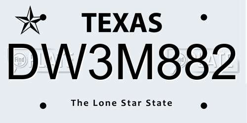 DW3M882 Texas License Plate