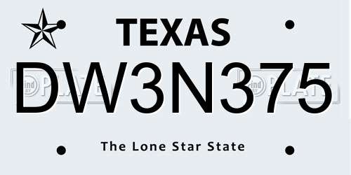 DW3N375 Texas License Plate