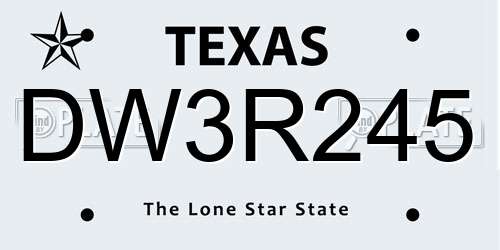 DW3R245 Texas License Plate