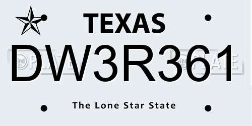 DW3R361 Texas License Plate