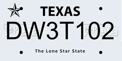 DW3T102 Texas License Plate