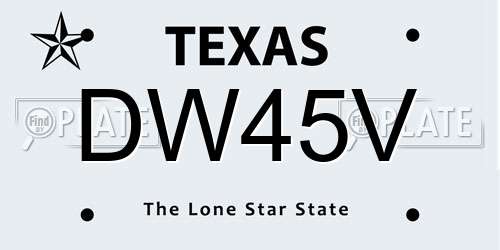 DW45V Texas License Plate