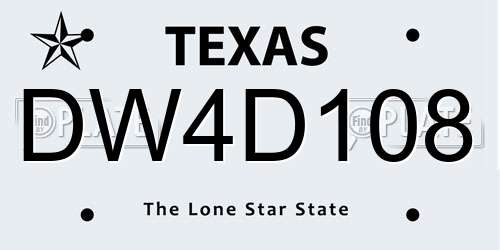 DW4D108 Texas License Plate