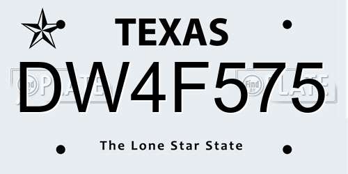 DW4F575 Texas License Plate