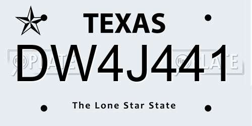 DW4J441 Texas License Plate