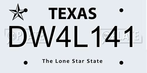 DW4L141 Texas License Plate