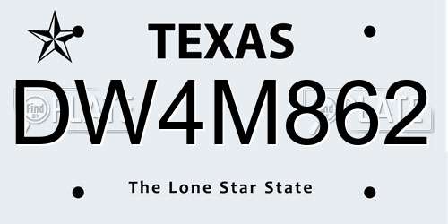 DW4M862 Texas License Plate