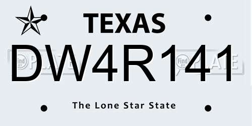 DW4R141 Texas License Plate
