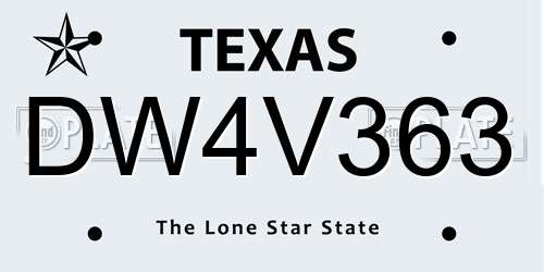 DW4V363 Texas License Plate