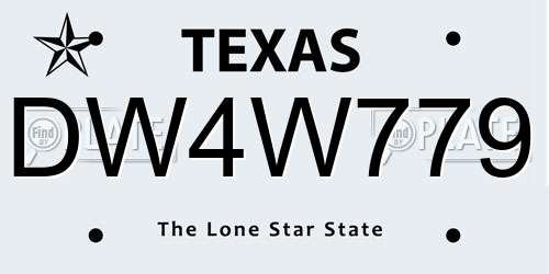 DW4W779 Texas License Plate