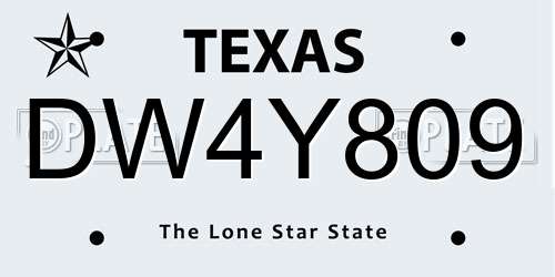DW4Y809 Texas License Plate