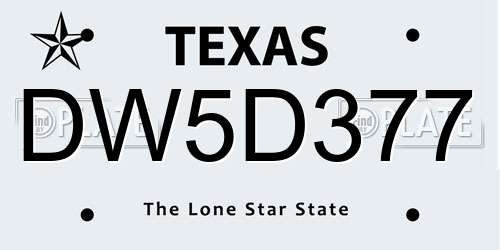 DW5D377 Texas License Plate