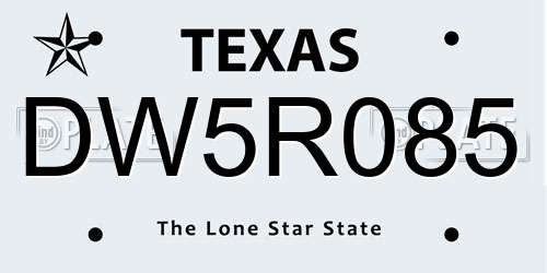 DW5R085 Texas License Plate