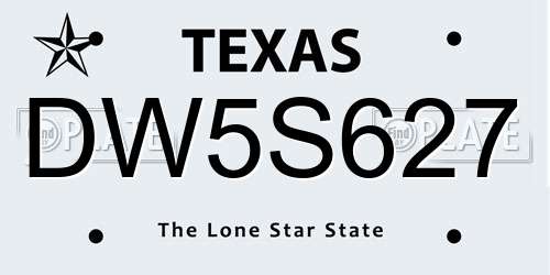 DW5S627 Texas License Plate