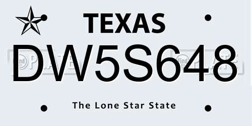 DW5S648 Texas License Plate