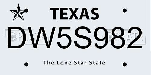 DW5S982 Texas License Plate