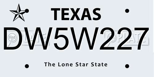 DW5W227 Texas License Plate