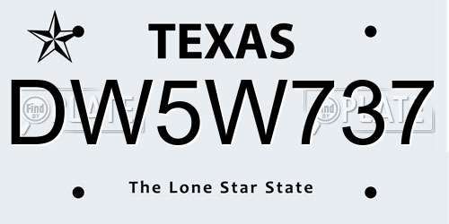 DW5W737 Texas License Plate
