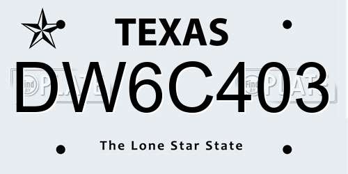 DW6C403 Texas License Plate