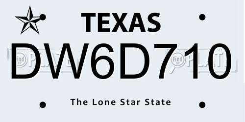 DW6D710 Texas License Plate