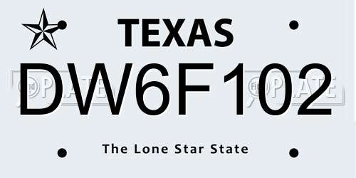 DW6F102 Texas License Plate