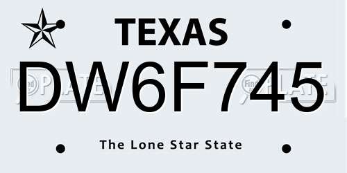 DW6F745 Texas License Plate
