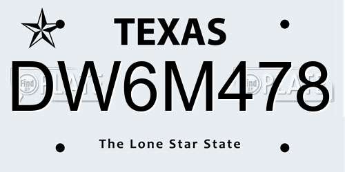 DW6M478 Texas License Plate