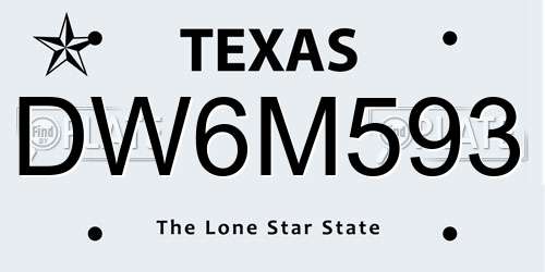 DW6M593 Texas License Plate