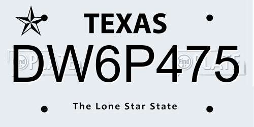 DW6P475 Texas License Plate