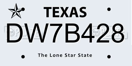 DW7B428 Texas License Plate