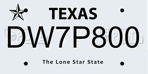 DW7P800 Texas License Plate