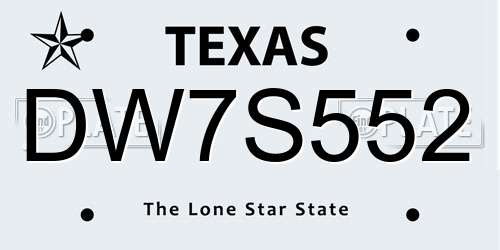 DW7S552 Texas License Plate