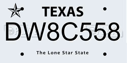 DW8C558 Texas License Plate