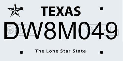 DW8M049 Texas License Plate